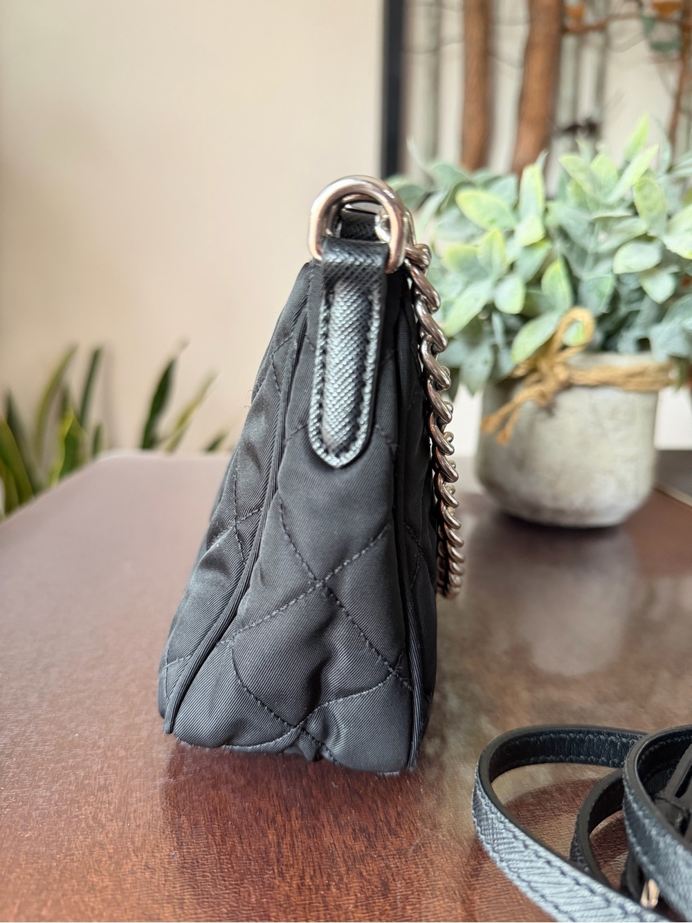 Prada 1BH026 Black Quilted Nylon Mini Shoulder Bag. - Picture 8 of 15